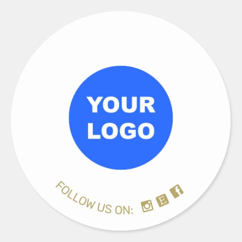 Simple White Add Your Logo Social Media Icon Classic Round Sticker