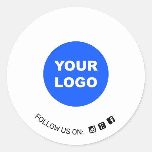 Simple White Add Your Logo Social Media Icon Classic Round Sticker