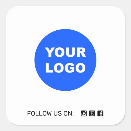 Simple White Add Your Logo Social Media Icon Square Sticker