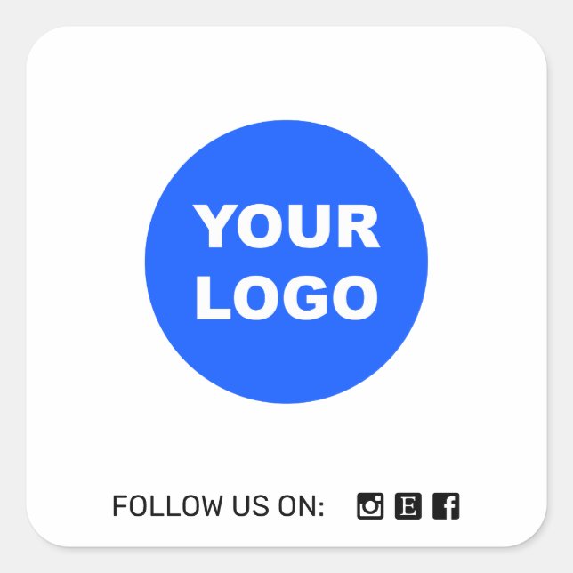 Simple White Add Your Logo Social Media Icon Square Sticker (Front)