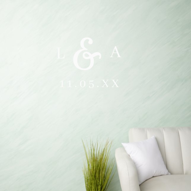 Simple White Ampersand Wedding Monogram Wall Decal (Living Room)