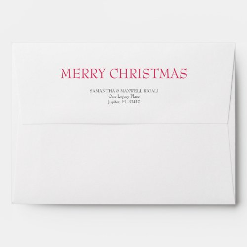 Simple White and Berry Red 5x7 Return Address Envelope