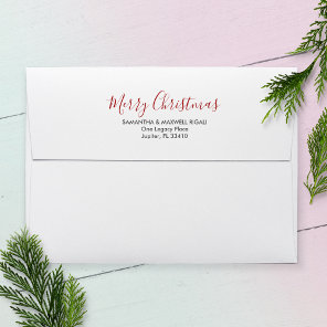 Simple White and Berry Red 5x7 Return Address Envelope