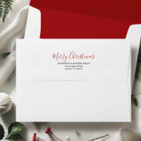 Simple White and Berry Red 5x7 Return Address