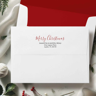 Simple White and Berry Red 5x7 Return Address Envelope