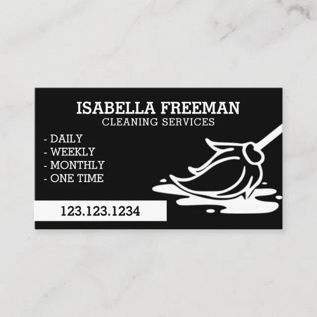 Simple White and Black Maid House Cleaning Service Business Card | Zazzle