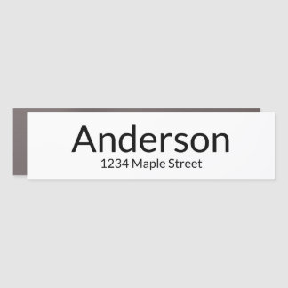 Simple White and Black Mailbox Name Street Address Car Magnet