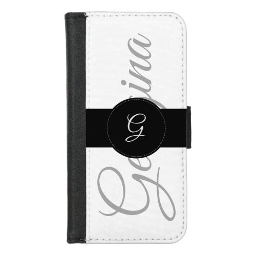 Simple White And Black Monogram iPhone 87 Wallet Case