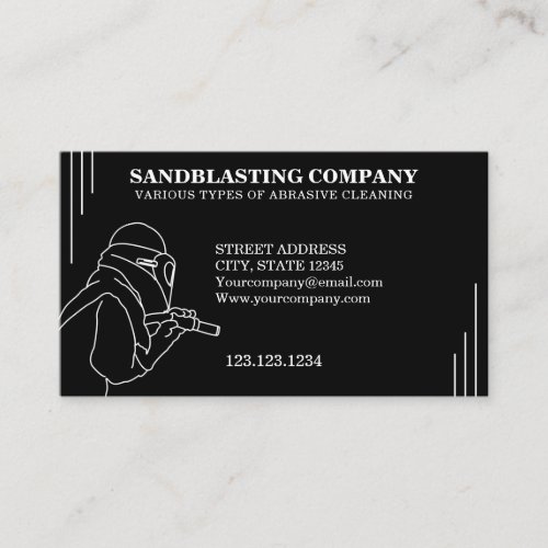 Simple White and Black Sandblasting Cleaning Business Card