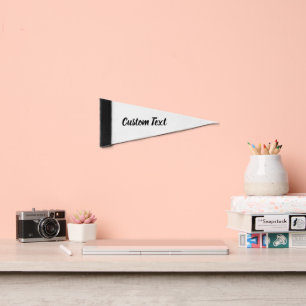 Simple White and Black Script Text Template Pennant Flag