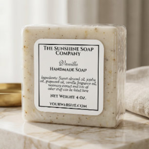 Simple white and black soap cosmetics label