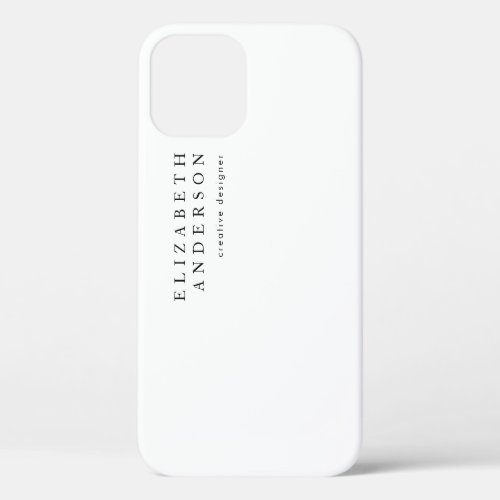 Simple White and Black Text Modern Business iPhone 12 Case