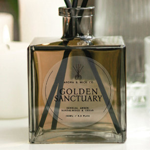 Simple white and black text reed diffuser label