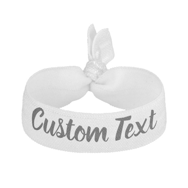 Simple White and Black Text Script Template Elastic Hair Tie (Front)