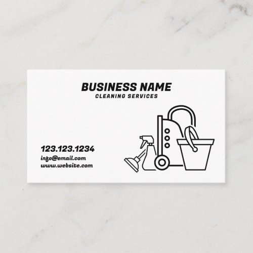 Simple White and Black Vacuum House Cleaning Business Card