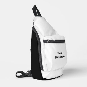 Simple White and Black Your Message Text Template Sling Bag