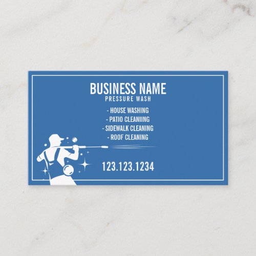 Simple White and Blue Bubble Pressure Washer Gun Business Card