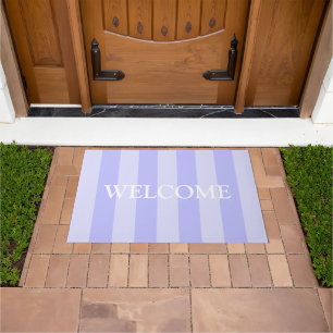 Simple White And Blue Custom Welcome Mat