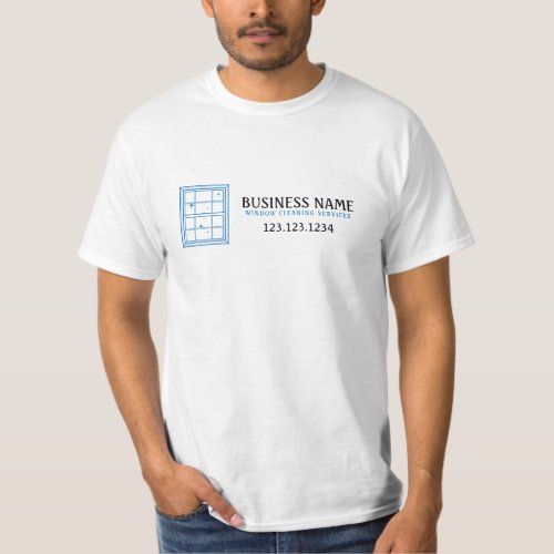 Simple White and Blue Glass Window Cleaning T_Shirt