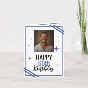 Simple White and Blue Husband 60th Birthday Card