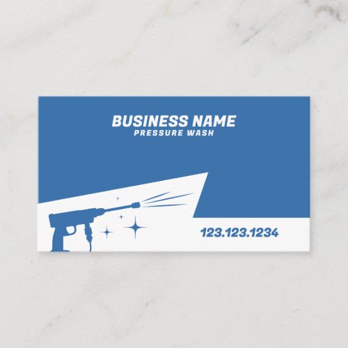 Simple White and Blue Pressure Washer Gun Business Card