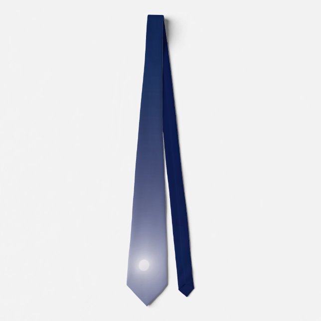 Simple White and Blue Sky and Moon Composition Neck Tie (Front)
