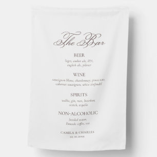 Simple White and Brown Wedding Bar Fabric Sign