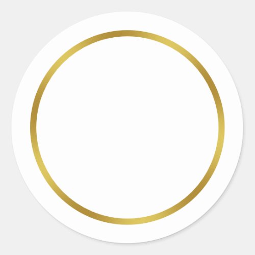 Simple White and Faux Gold Classic Round Sticker