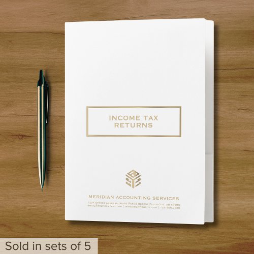Simple White and Gold Accounting Folders