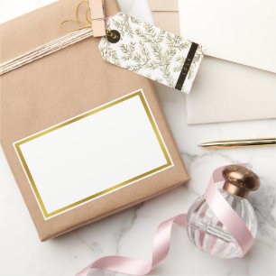 Simple White and Gold Border Rectangular Sticker