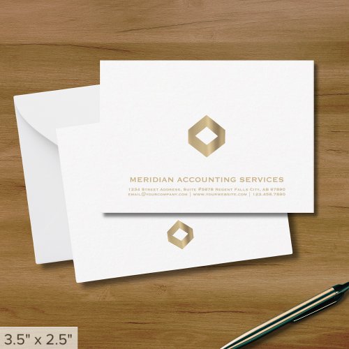 Simple White and Gold Business Note Card