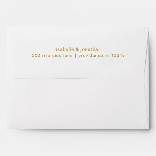Simple White and Gold Color Wedding Return Address Envelope