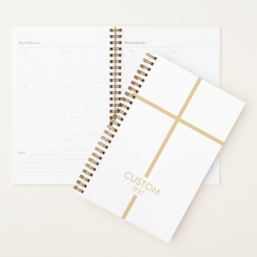 Simple White and Gold Cross Religious Planner