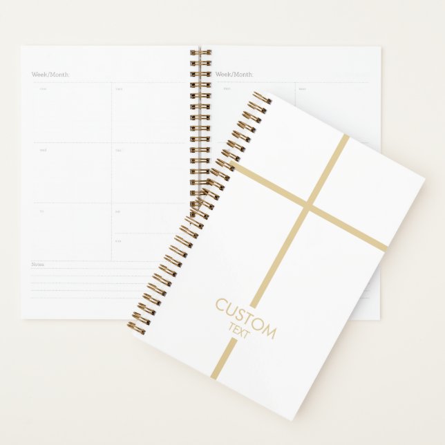 Simple White and Gold Cross Religious Planner (Display)