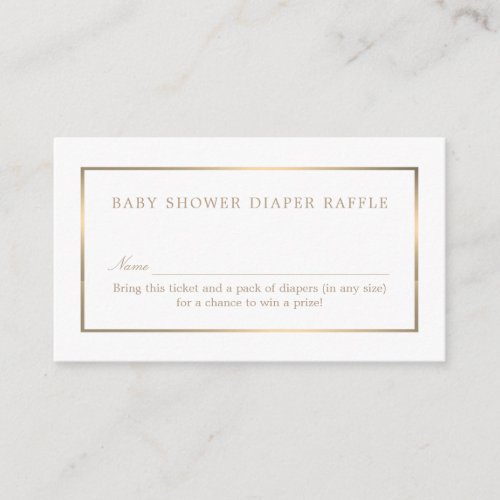 Simple White and Gold Diaper Raffle Ticket Enclosure Card