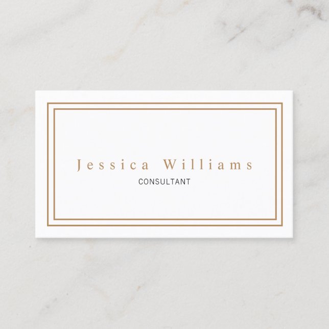 Simple White and Gold Elegant Professional Business Card (Front)