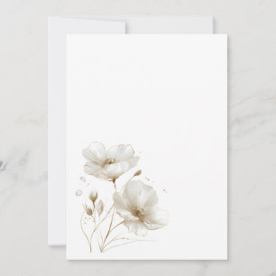 Simple white and gold flower Blank Wedding  Invitation