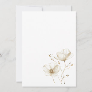 Simple white and gold flower Blank Wedding  Invitation