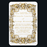 Simple White and Gold Ornament Wedding Invitation Magnet<br><div class="desc">This design features ornament leaves in gold textures simple classic white beautiful background. Great for your fancy wedding celebrations!</div>