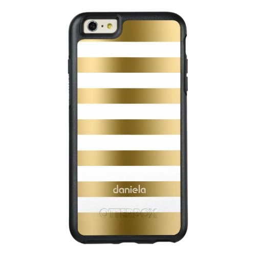 Simple White And Gold Stripes OtterBox iPhone 66s Plus Case