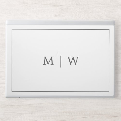 Simple White and Gray Two Initial Monogram Logo HP Laptop Skin