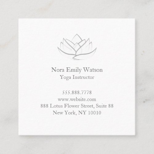 Simple White and Grey Lotus Flower Business Card