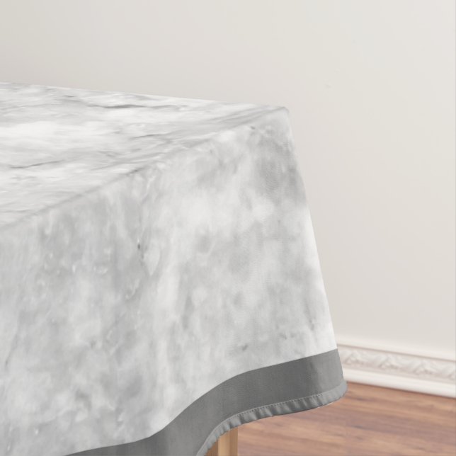 Simple White and Grey Marble | Medium  Tablecloth (In Situ)