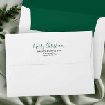Simple White and Hunter Green 5x7 Return Address Envelope<br><div class="desc">A simple yet elegant white 5x7 return address envelope designed to complement your holiday stationery. The back flap features Merry Christmas in hand-lettered script and opens to reveal an elegant hunter green interior. Personalize the plain envelope with your return address in a clean sans serif font for a refined finish....</div>