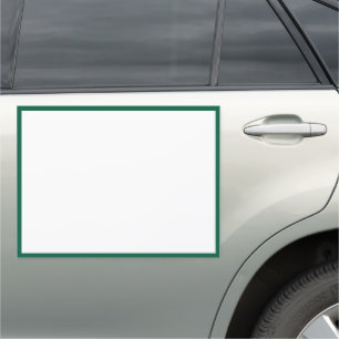 Simple White and Hunter Green Border Car Magnet