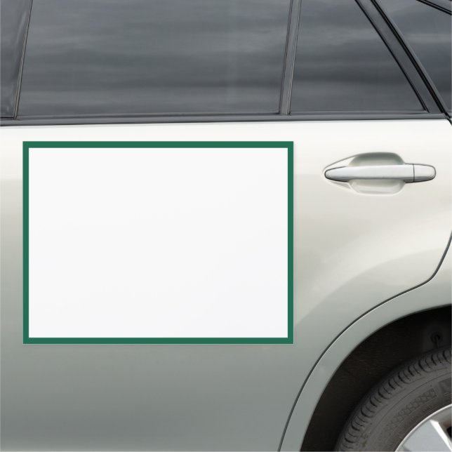 Simple White and Hunter Green Border Car Magnet (In Situ)