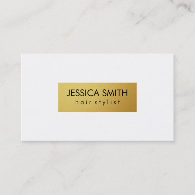 Simple White and Metallic Faux Gold Business Card (Front)