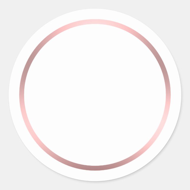 Simple White and Pink Brushed Metal Look Classic Round Sticker (Front)