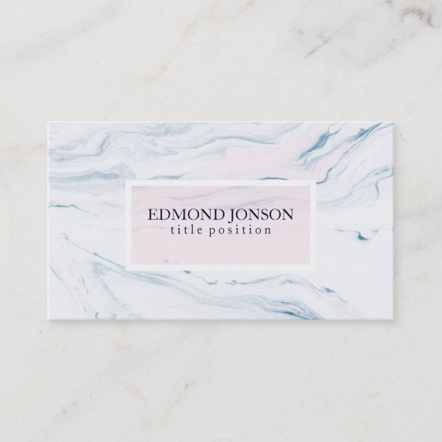 Simple White And Pink Marble Business Card (Front)