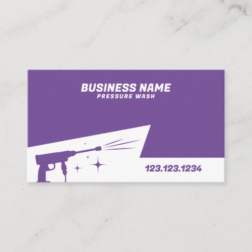 Simple White and Purple Pressure Washer Gun Business Card